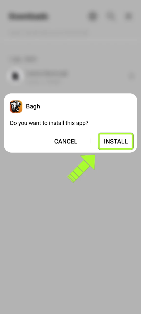 Complete the Android installation to launch your Bagh App profile.