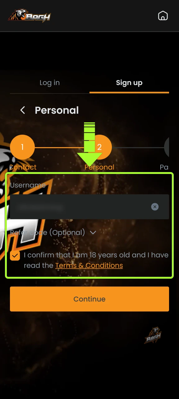 Establish secure login credentials to protect your Bagh App profile.