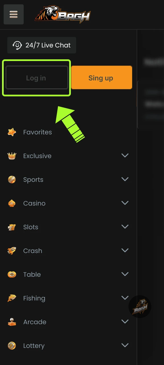 Access your Bagh account to start placing bets.