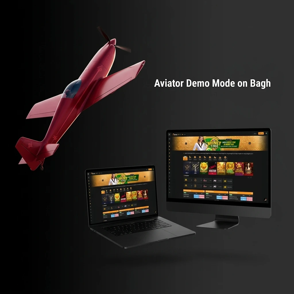 Aviator demo mode on Bagh platform showing risk-free practice with virtual credits, auto bet, and dual bet features