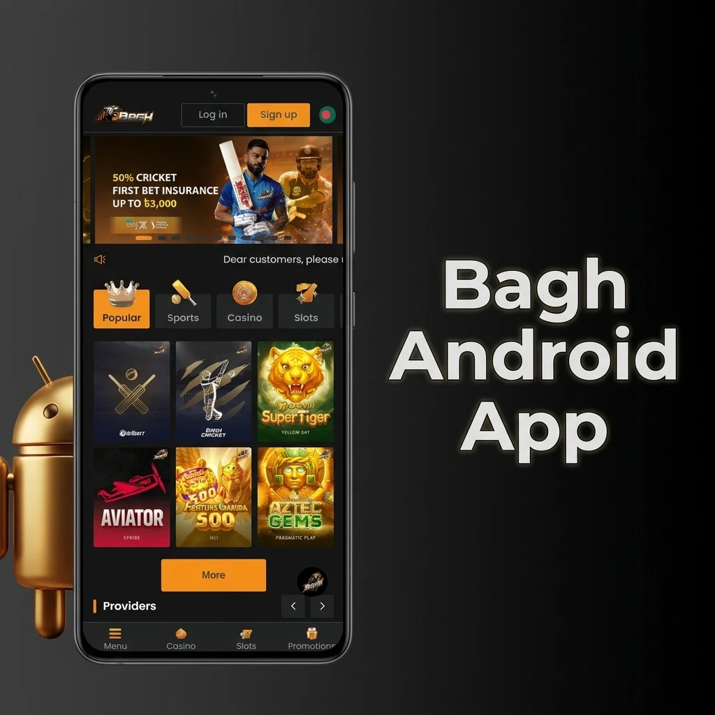 Bagh Android app for mobile betting and casino games, free to download and optimised for Bangladesh Android devices