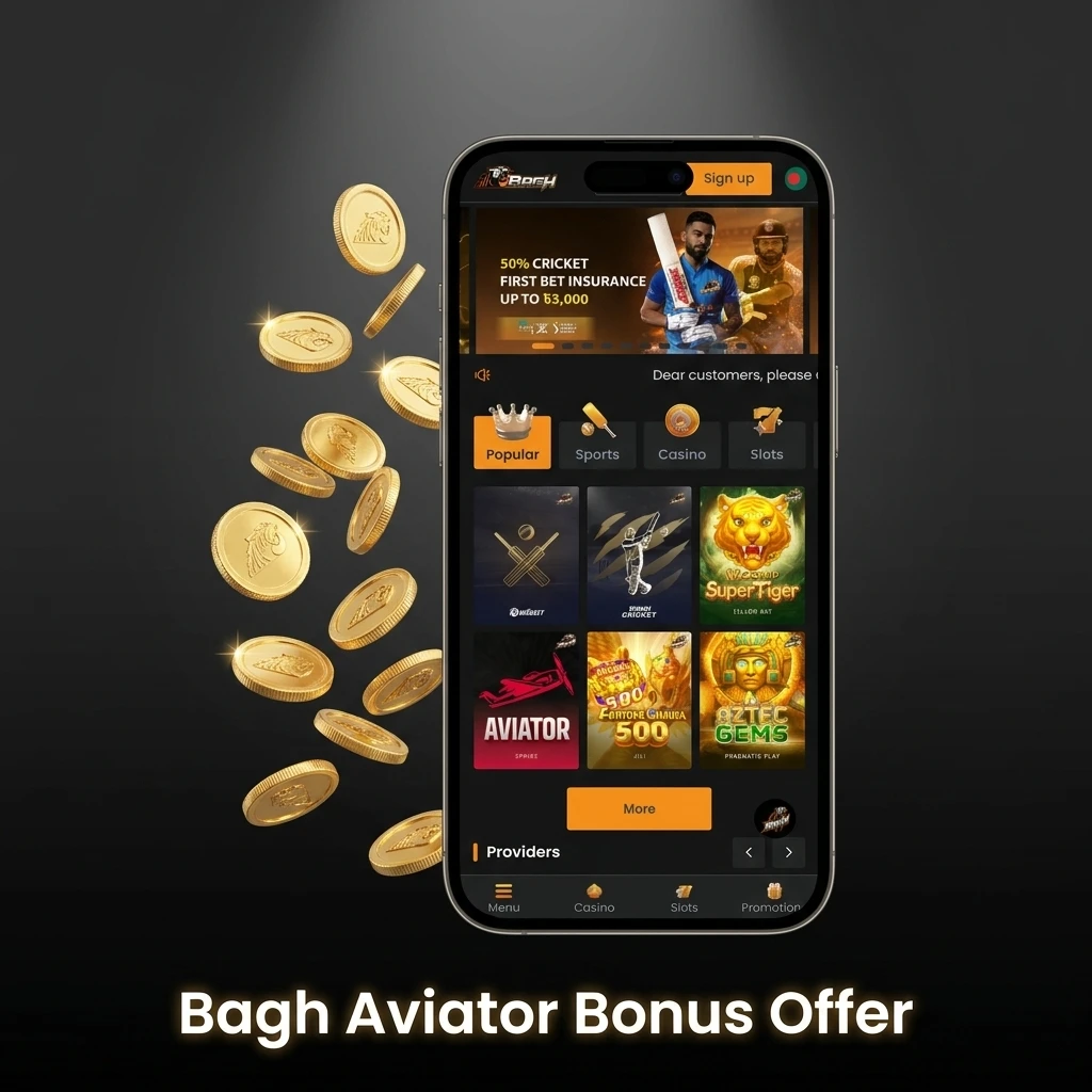 Bagh Aviator welcome bonus offer showing 277% up to 20,000 BDT and 20% cashback for new players