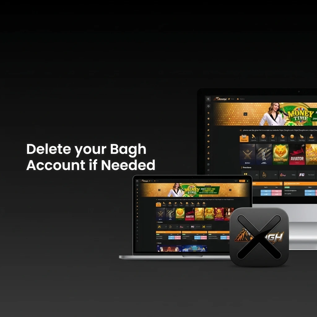 Steps to delete your Bagh account via support, identity verification, balance withdrawal, and confirmation process.