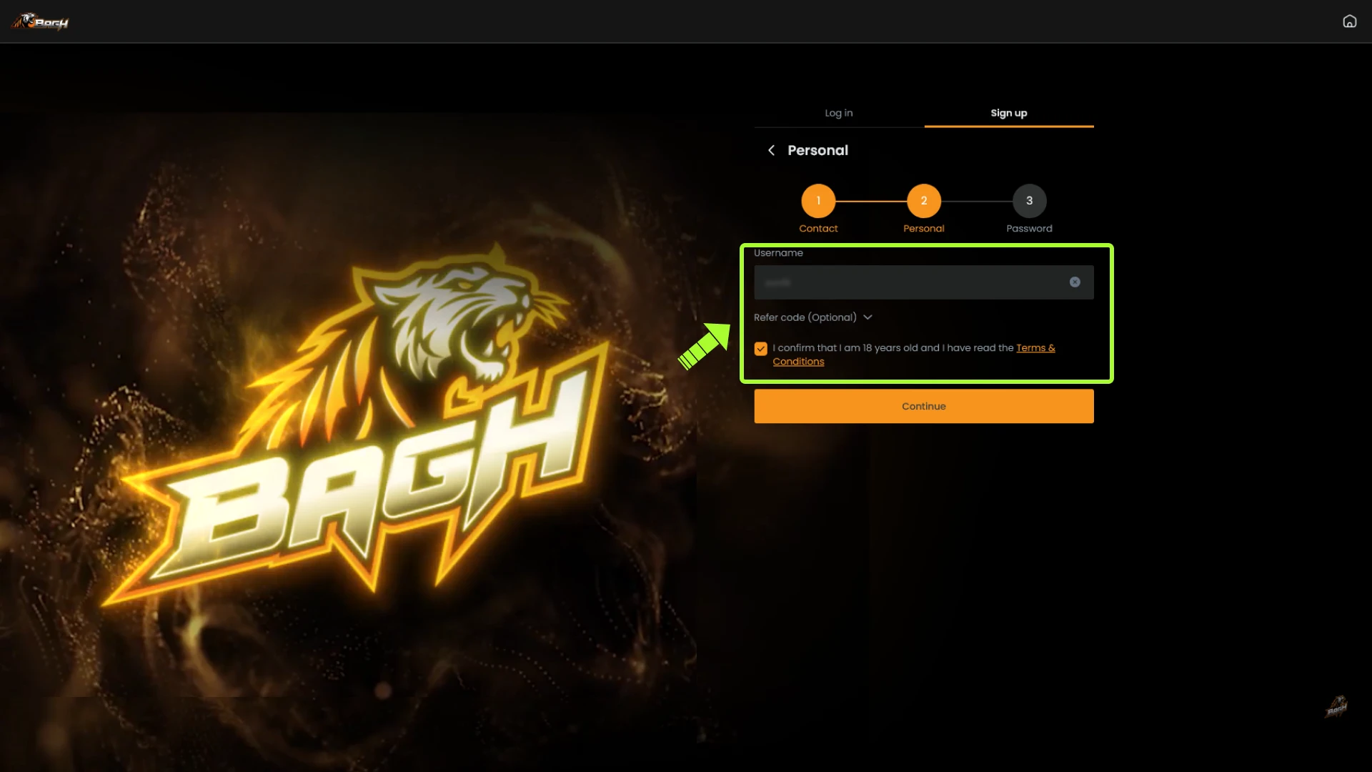 Secure your Bagh Registration by setting up unique account credentials.
